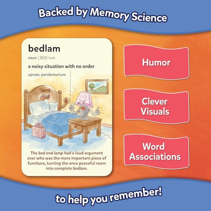 Skillmatics Vocabulary Flash Cards for SAT Prep – Learn 100 Words with Wordplay, Visuals & Soundplay, Study Aid & Educational Gift for Ages 12, 13, 14 & Up, Screen-Free Language Game - style: SAT