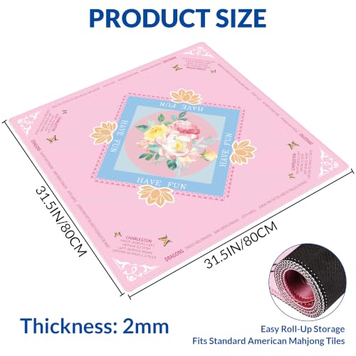 Mahjong Mat - 31.5" x 31.5" Anti-Wrinkle Mahjong Mat for Table, Anti Slip Noise Reduction Gaming Mat with Carrying Bag, for Mahjong/Board Games/Poker/Dominoes/Card Games (Pink) - color: Pink