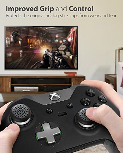 Fosmon Performance Thumb Grips for Xbox Gaming Controller, Black - 4 Pack | Premium Rubber Controller Caps Compatible With Xbox One, One X/S, Elite, and Series X/S. Enhanced Precision and Comfort