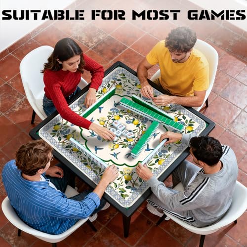Lemon Bird Mahjong Mat (31.5 X31.5 in), Non-Slip Noise Reduction | Yellow Mahjong Table Mat, Mah Jong Mat with Carrying Bag, Game Table Cover for Mahjongs Poker Card Dominoes, Christmas Gift - color: Lemon