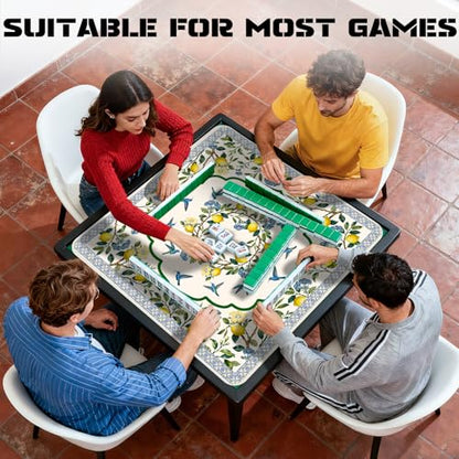 Lemon Bird Mahjong Mat (31.5 X31.5 in), Non-Slip Noise Reduction | Yellow Mahjong Table Mat, Mah Jong Mat with Carrying Bag, Game Table Cover for Mahjongs Poker Card Dominoes, Christmas Gift - color: Lemon