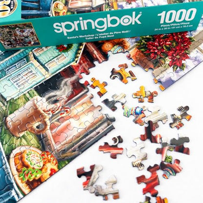 Springbok's Santa's Workshop 1000 Piece Jigsaw Puzzle by Artist Dona Gelsinger Features The Famous Christmas Workshop of Santa's Elves - style: Santa's Workshop