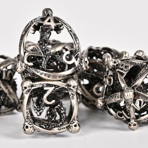 DND Metal Dice Set, UBEUCK 7PCS Gear Metal DND Dice Set for Dungeons & Dragons Board Games Boxes (Antique Nickel dice 2) - color: Antique Nickel Dice 2