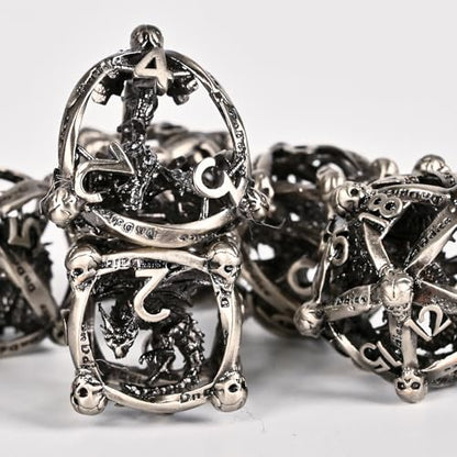 DND Metal Dice Set, UBEUCK 7PCS Gear Metal DND Dice Set for Dungeons & Dragons Board Games Boxes (Antique Nickel dice 2) - color: Antique Nickel Dice 2