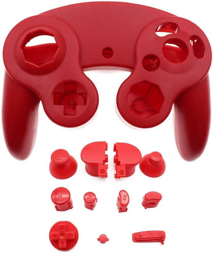 Housing Cover Shell Handle Case and Button Replacement Parts for NGC Gamecube Controller Games Handle Protective Accessories (Red) - color: Red