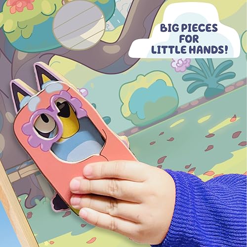 Horizon Group USA Bluey Magnetic Wooden Playhouse, 18 Piece Activity Set, Includes 2 Wooden Dolls House, Great Toys for Kids, Fun Birthday Party Activity, House Playset - color: Bluey House Playset