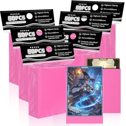 Pink Card Sleeves Fit for MTG, 300 Pieces Standard Card Sleeves for Trading Card Sports Cards Baseball Cards TCG (66x91mm), Affordable Sturdy and Nice Shuffling - color: Pink, size: 300ct standard
