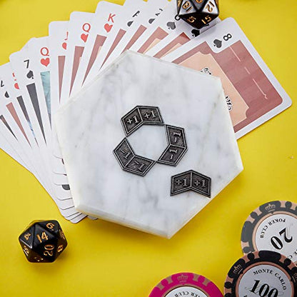 Sumind 40 Pieces Metal Counters Tokens +1/-1 Life Buff Counters Bulk Antique Silver Compatible with MTG Magic The Gathering CCG Card Gaming Accessories