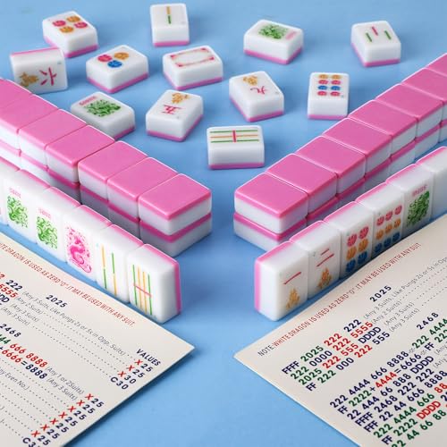 Soulchen Kaleidoscope Mahjong Tile Set 160 Mahjong Tiles 1.2'' Pink American Mahjongs Tile Set with Mahjongs Bag - style: Flowers