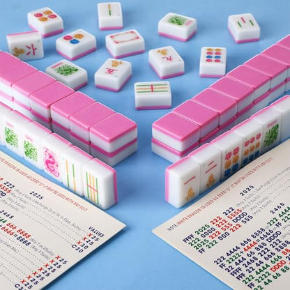 Soulchen Kaleidoscope Mahjong Tile Set 160 Mahjong Tiles 1.2'' Pink American Mahjongs Tile Set with Mahjongs Bag - style: Flowers