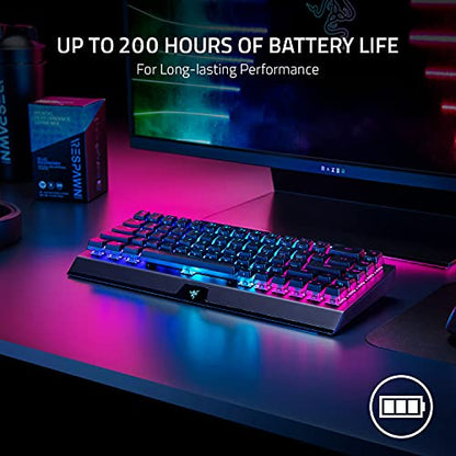 Razer BlackWidow V3 Mini Wireless Mechanical Gaming Keyboard, Yellow Switch | Linear & Silent, Phantom Pudding Keycaps, Snap Tap, 200 Hr Battery - color: Yellow Switches - Linear & Silent, size: BlackWidow V3 Mini - Phantom Edition, style: Keyboard