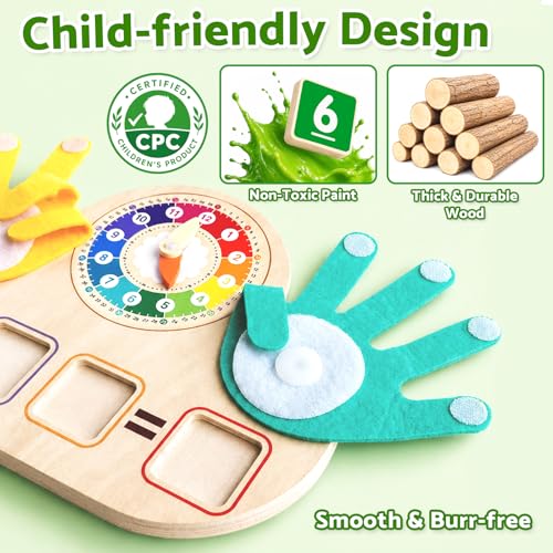2-in-1 Math Manipulatives Number Counting Blocks Toys & Teaching Clock, Preschool Learning Activities for Toddlers 2-4, Educational Montessori Toys for 3 4 5 Year Old Boys Girls Birthday Gift