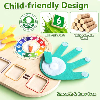 2-in-1 Math Manipulatives Number Counting Blocks Toys & Teaching Clock, Preschool Learning Activities for Toddlers 2-4, Educational Montessori Toys for 3 4 5 Year Old Boys Girls Birthday Gift