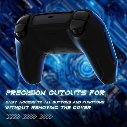 PlayVital Mecha Edition Silicone Cover Compatible with ps5 Controller with 2 Joystick Caps and 6 Stickers, Shockproof Non-Slip Grip Protector Accessories, Fits for ps5 Charging Station - Black - color: Black