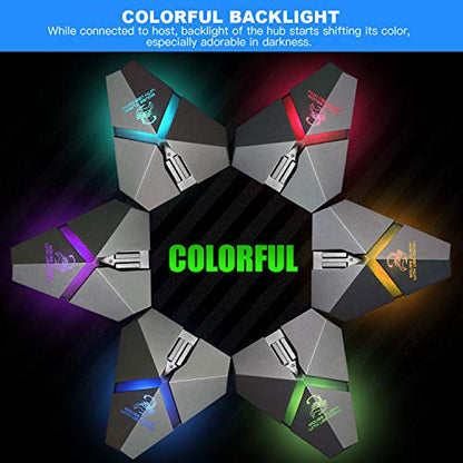 Gaming Mouse Bungee, 3-Ports USB 3.0 HUB & 1 Micro SD Reader with Cord/Cable Management/Holder, Fast Charging High Speed, 7 LED RGB Backlit, Increased Accuracy for Pro Esports & Competitive Games