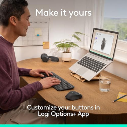 Logitech Signature Comfort M840 L Wireless Mouse Bluetooth - Graphite | Bluetooth, SmartWheel, customizable buttons, multi-device compatibility for Windows, macOS, iPadOS - color: Graphite, style: No Palm Cushion