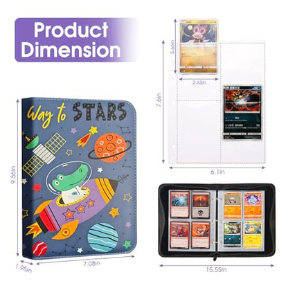 4-Pocket Card Binder with 50 Removable Pages, Holds 400 Cards | Fits trading, sports, gaming and collectible cards. Great for boys and girls to organize and protect collections(Stars) - color: Way to Stars