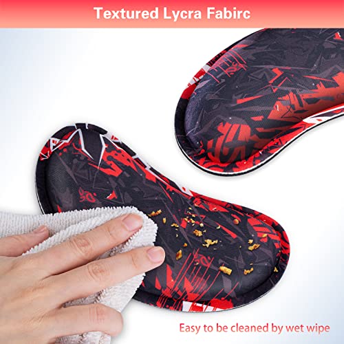 Mouse Wrist Rest, Canjoy 2 Pack Wrist Rest for Mouse Memory Foam Wrist Pad | Soft Fabric Mouse Wrist Rest Pad Support Cushion with Anti-Skid Rubber Base,Ergonomic Pain Relief Mouse Hand Rest - color: Black Red