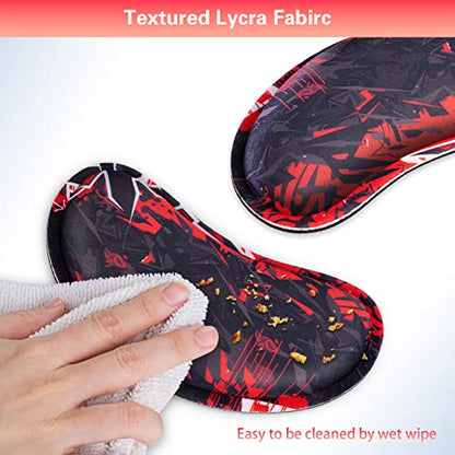 Mouse Wrist Rest, Canjoy 2 Pack Wrist Rest for Mouse Memory Foam Wrist Pad | Soft Fabric Mouse Wrist Rest Pad Support Cushion with Anti-Skid Rubber Base,Ergonomic Pain Relief Mouse Hand Rest - color: Black Red