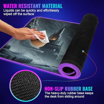 Gaming Mouse Pad - Desk Mat Gaming Mouse Pad, 90x40 Medium Extra Large Extended Big Long Huge XL XXL and XXXL RGB LED Light Mousepad for a Computer, PC Mats Mousepads Frostblade Warrior - color: Frostblade Warrior