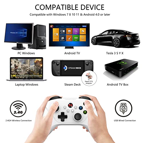 BEITONG Asura 2 Pro Game Wireless Controller - Hall Effect Trigger, ALPS Joystick, Gaming Gamepad for PC/Steam/Android TV/Tesla, Programmable M Buttons (White)