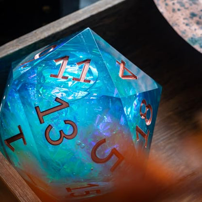 Massive Sea Green Teal Liquid Core 95MM Chonk Handmade Resin Dice and Box, Only 1 D20, Large, Green Dice