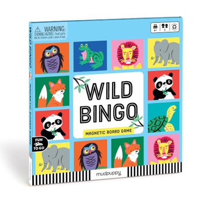Mudpuppy Wild Bingo – Animal Version of Travel-Friendly Magnetic Board Game with Adorable Illustrations of Animals for Children Ages 4 to 10, 2 Players - style: Wild Bingo