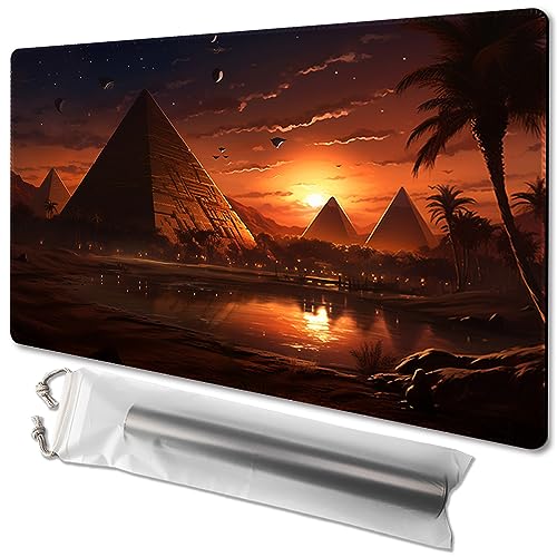 MTG Playmat Size 24x14in Free Storage Bags Non-Slip Backing Printing, Ideal for Card Game Enthusiasts TCG Playmat (Desert mecca,No with Zone) - color: Desert Mecca-no With Zone