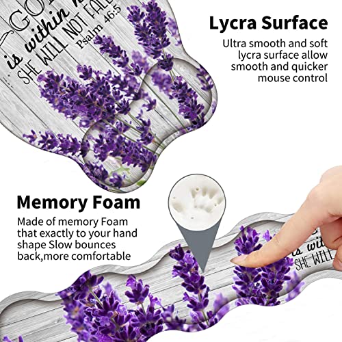 Keyboard Wrist Rest Support and Wrist Rest Mouse Pad with Non-Slip PU Base with Coaster Hook Gel Memory Mouse Pad Combo for Gaming, Office Pain Relief - Psalm 46:5 Purple Lavender - color: Psalm 46:5 Purple Lavender