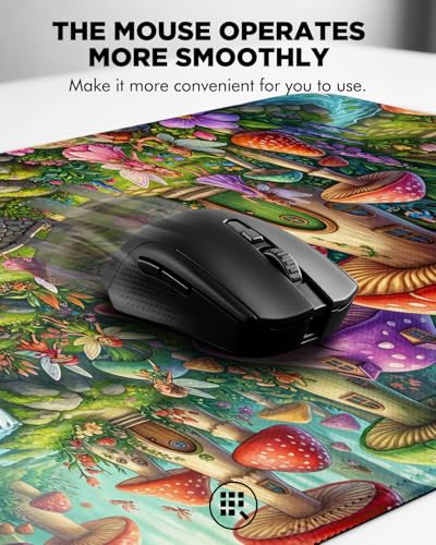 Mouse Pad, Desk Mat, 31.5x11.8in Large Mousepad, Mushroom House | Desk Pad with Stitched Edge & Rubber Non-Slip Bottom, Gaming Mouse Pad, Extended Mousepad for Home, Office - color: Mushroom House
