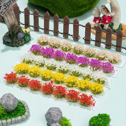 WDAHDHP Miniature Colorful Cluster Flower, 70Pcs Vegetation Groups Static Grass Tufts for DIY Craft Train Landscape Railroad Scenery Sand Military Layout Model Miniature Bases and Dioramas