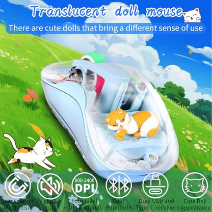 elec Space Cute Wireless USB C Mouse - Bluetooth Triple Mode Rechargeable Cartoon Mouse for Laptops, iPads & MacBook Air/Pro - Silent Operation, Portable Design, Unique Magnetic Character (Blue) - color: blue