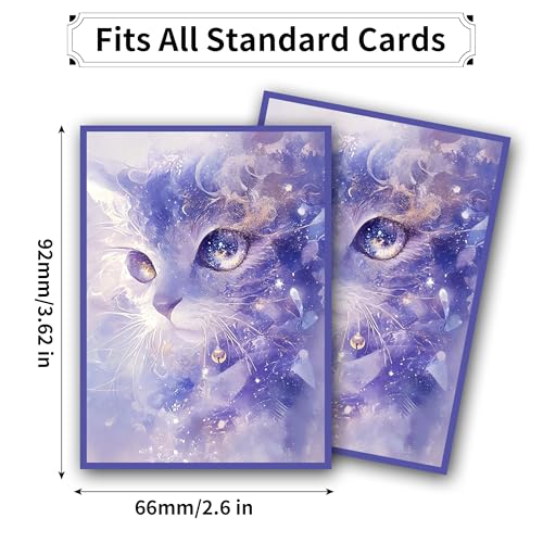 MTG Card Sleeves, Ultra Clear Front & Matte Finish Back, 100 Count Standard Size Matte Art Sleeve for Magic The Gathering - color: Blue Cat