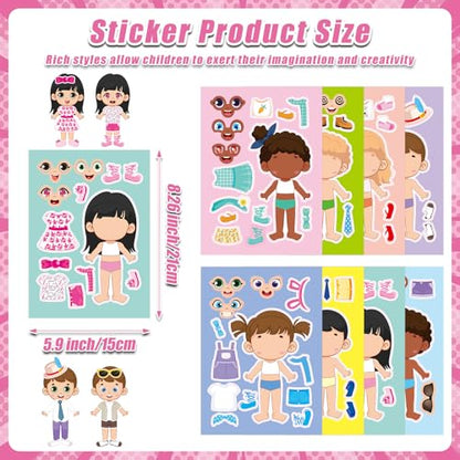 32 Sheets Make a Face and Dress Up Stickers, Make Your Own Stickers for Boys and Girls, Travel Sticker Books, Party Favors, Birthday, Home, School and Activities Gifts for Kids Ages 3+ - style: Dressing