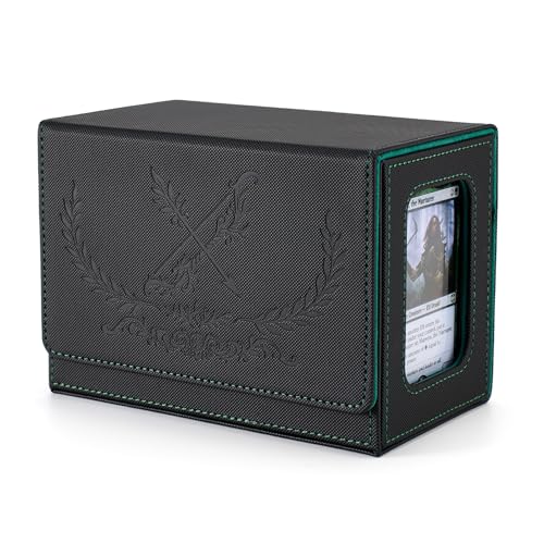 Venssu Elf Themed MTG Commander Deck Box with Dice Tray (Black&Green) | Holds 200 Single/160 Double-Sleeved Cards, Fit MTG/PTCG/OPTCG Cards, Strong Magnet, With 2 Dividers & 1 Magnetic Card Holder - color: Elf