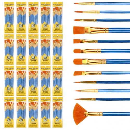 Paint Brushes Set, 20Pack/240Pcs Round Pointed Tip Artist Paintbrushes for Acrylic Painting Oil Watercolor & Miniature Painting, Suitable for Kids & Adults，Blue - size: 240P