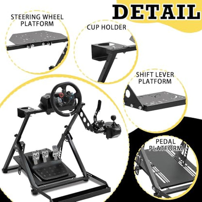 Marada X-shaped Sim Racing Wheel Stand Height Adjustable simulator stand | Foldable, Fits for Logitech G29 G920, for ThrustmasterT300 T248, for Moza R3 R5,Gaming Wheel Pedals NOT Included