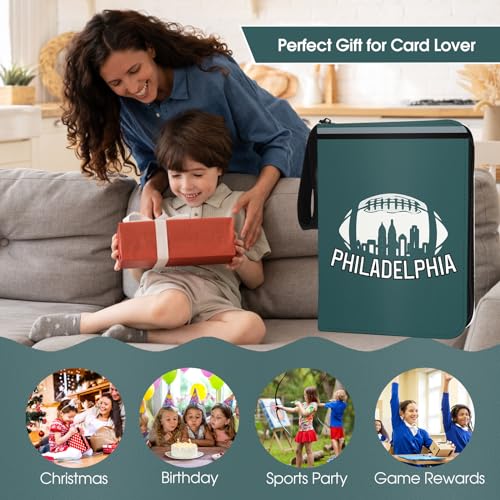 Philadelphia Football Card Binder with Sleeves, 900 Pocket, 3 Ring, Waterproof, Dustproof, Durable - color: Philadelphia Football, size: 900