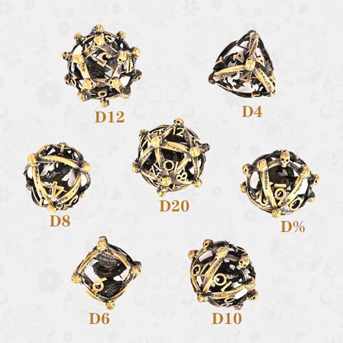 DND Metal Dice Set, UBEUCK 7PCS Gear Metal DND Dice Set for Dungeons & Dragons Board Games Boxes (Bronze dice 1) - color: Bronze Dice 1