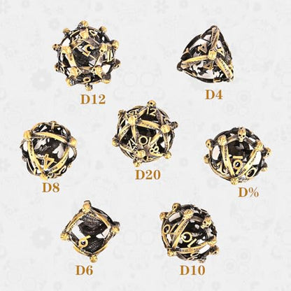 DND Metal Dice Set, UBEUCK 7PCS Gear Metal DND Dice Set for Dungeons & Dragons Board Games Boxes (Bronze dice 1) - color: Bronze Dice 1