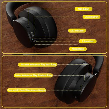 ATTACK SHARK G500 Wireless Over-Ear Noise Canceling Gaming Headphones-Black | Dual Mode-Bluetooth 5.3/3.5mm Audio Wired Cable,20H Playtime,Hifi Stereo Sound,Deep Bass,Built-in Mic for PC Mac Smartphone