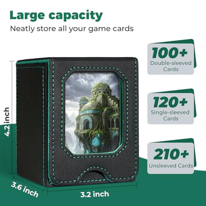 Fabmaker Card Deck Box Compatible with MTG, Display Card Storage Box Holds 100 Double-Sleeved Cards, Trading Card Deck Case Compatible with Magic the Gathering with PU Leather & Magnetic Closure - color: Purple