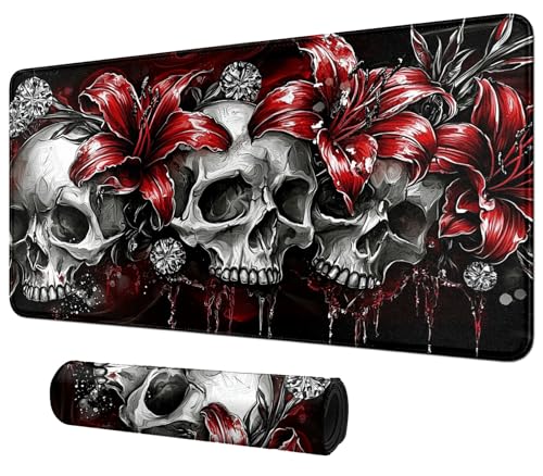 Skullsflowers for MTG & TCG Playmat Mouse Pad,BFDHGQZC 24" x 14" Game Mat for MTG/RPG/CCG Trading Card Game Playmats Table Mat Perfect for Card Games Video Games Computer Office - color: Skullsflowers