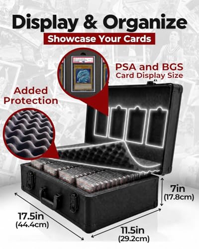 Graded Card Case - Durable PSA Slab Case with Combination Lock - 4 Row Graded Card Storage Box with 8 Foam Inserts - Also Compatible with PSA, GMA, HGA, NGS, SGC, CSG - Holds up to 640 Top Loaders - size: 4 Row