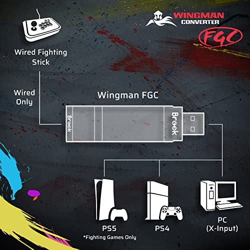 Brook Wingman FGC Converter - an Arcade Joystick Converter, Built for PS5 Fighting Games, Supports Street Fighter 6 and Tekken 8