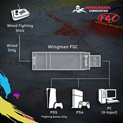 Brook Wingman FGC Converter - an Arcade Joystick Converter, Built for PS5 Fighting Games, Supports Street Fighter 6 and Tekken 8