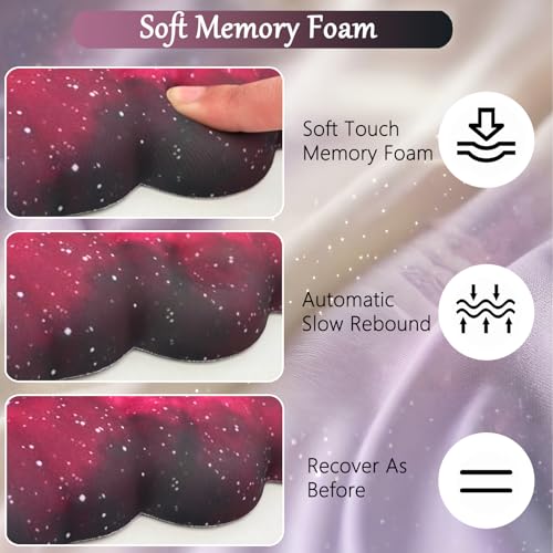 Cloud Mouse Pad Keyboard Wrist Rest 4PCS Extended Large Galaxy Desk Mat Pad Set Memory Foam Non-Slip Cute Ergonomic Gaming Mouse Pad Wrist Support for Computer Laptop Home Office Black Pink - color: 4pcs Black Pink