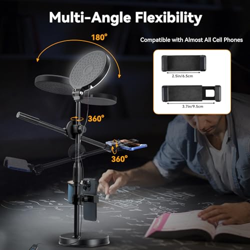 Zoom Lighting for Computer, Adjustable Desk Video Conference Lighting for Video Calls, Desk Ring Light with Stand and Phone Holder for Webcam, Home Office, Online Meetings, Live Streaming