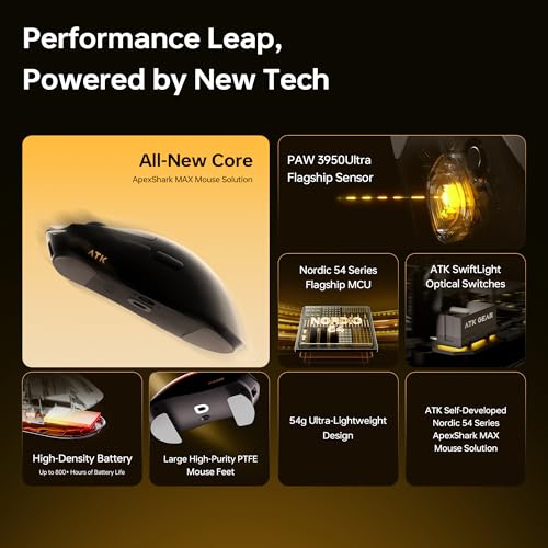 ATK Blazing Sky X1 V2 Ultra Max Wireless Gaming Mouse, PAW3395 Ultra Sensor, DPI up to 30,000, 55g Lightweight, 800 Hr Battery Life, All-New Nano Coating, Tri-Mode 2.4G/Bluetooth/Wired - White - color: White, style: Ultra Max