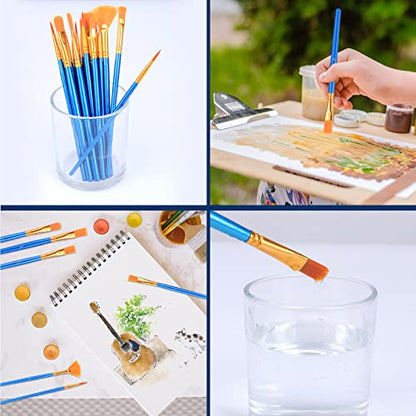 AROIC Acrylic Paint Brush Set, 15 pcs Nylon Hair Paint Brushes | All Purpose Oil Watercolor Face Body Rock Painting Artist, Small Painting Brush Kits for Kids Adult Drawing - size: 15pcs